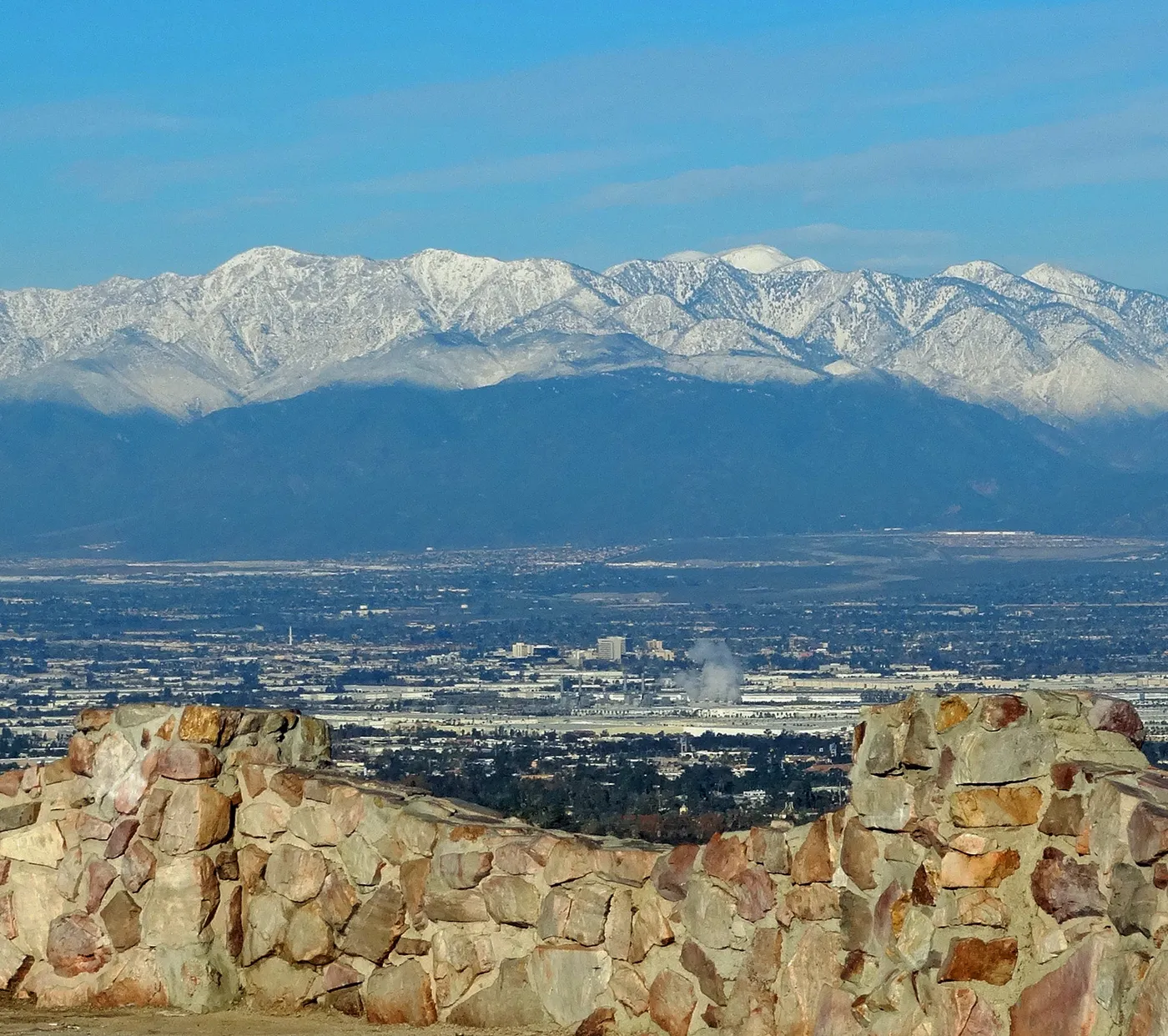 Snow on the San Gabriel Mountains above Fontana and the Inland Empire